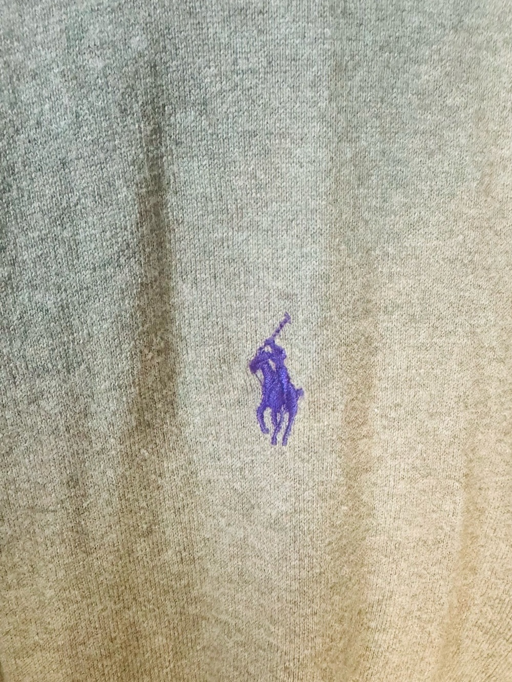 Ralph Lauren Gray Knit Sweater with Purple Pony
